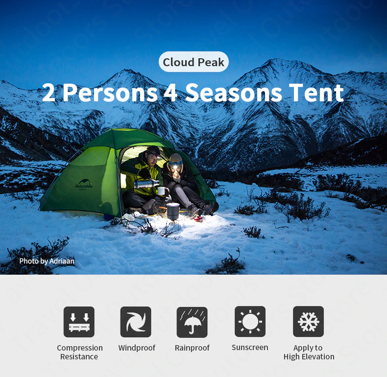Cheap Goat Tents KR 2022 Cloud Peak 15D Camping Tent 1 2 Persons Ultralight 4 Seasons Waterproof Tent Camping Climbing Outdoor Tent Tents
